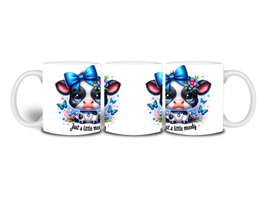 Little Cow With Cute Blue Bow 11oz Mug