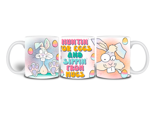 Hunting For Eggs And sippin From Mugs Easter Theme Mug