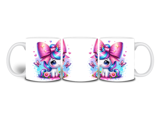 Cute White Unicorn With Pink Bow 11oz Mug