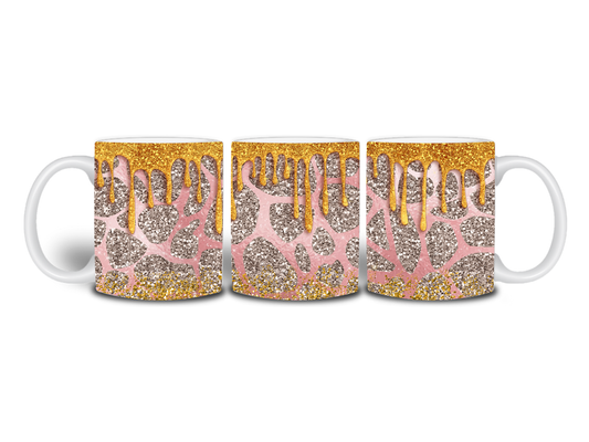 Pink And Gold Glitter Drip 11oz Mug