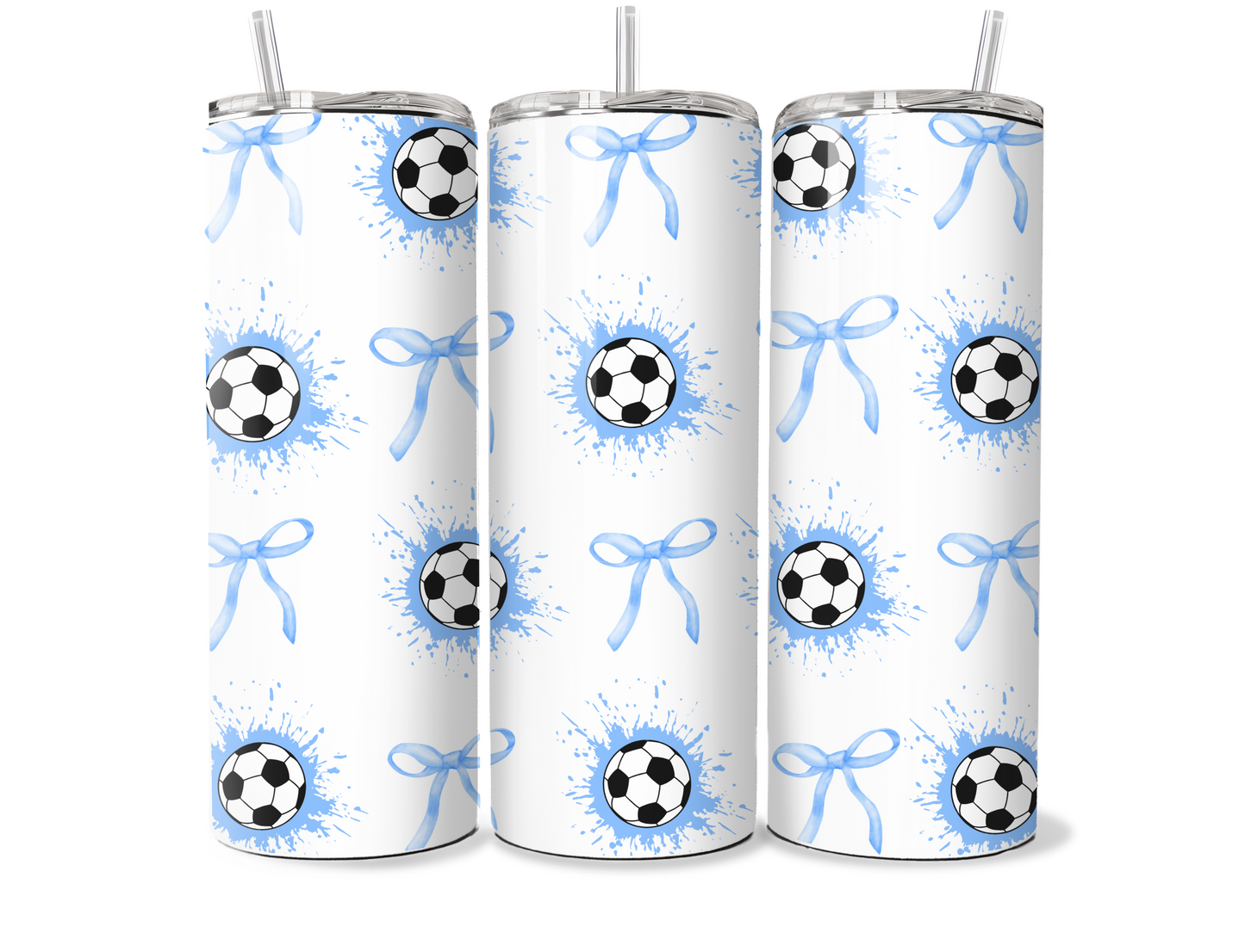 Blue Football And Bows 20oz Thermal Tumbler