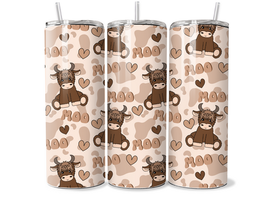 Moo Highland Cow 20oz Thermal Tumbler