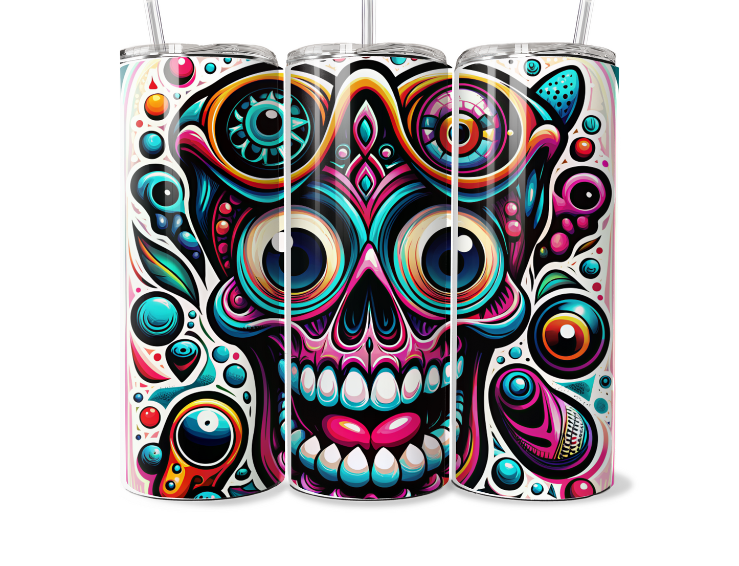 Multi Coloured Skull 20oz Thermal Tumble