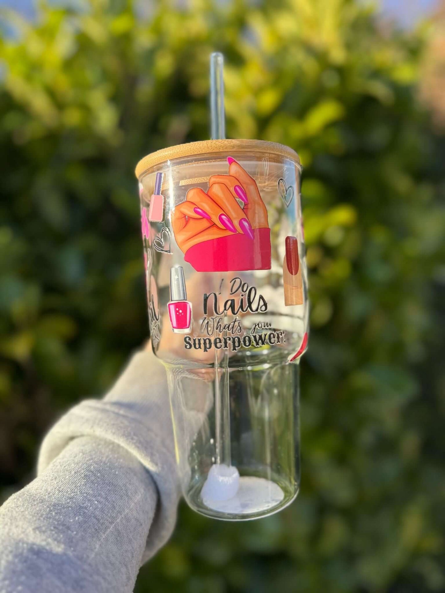 I Do Nails What's Your Superpower 28oz Libbey Glass Tumbler